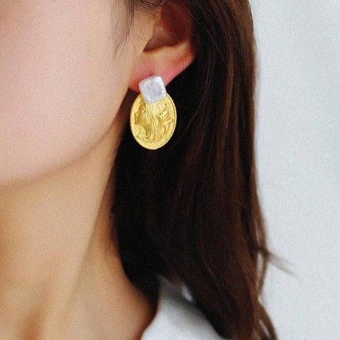Oval Goddess Gold Coin Pearl Necklace and Earrings (Purchase Individually) - Zafari Studio Jewelry